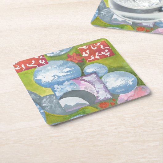 Observance Folk Art van AnyaC Kartonnen Onderzetters (Schuin)