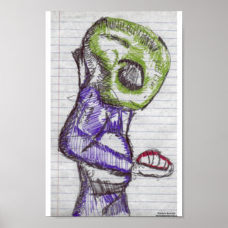 Observatie groene buitenaards poster