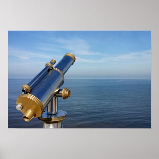  observatietelescoop met oceaanuitzicht poster (Voorkant)