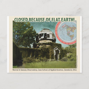 Observatorium gesloten, vanwege Flat Earth. Briefkaart