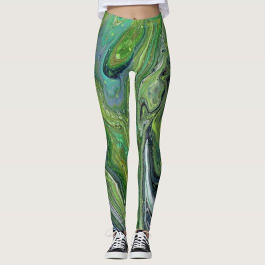 Obsessie 3 Wilde Groene Abstracte Leggings (Voorkant)