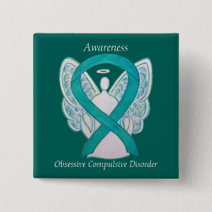 Obsessief-Compulsive Disorder Awareness Angel Pin Vierkante Button 5,1 Cm