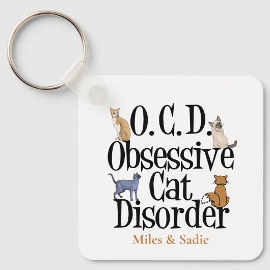 Obsessieve Cat Disorder Cute Personated Pet Owner Sleutelhanger (Voorkant)