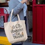 Obsessieve-Cat-stoornis Grote Tote Bag<br><div class="desc">Ik hou van mijn katten. Ik heb OCD,  obsessieve kat stoornis. Een grappig katje dat een geweldig cadeau zou zijn voor iemand die van schattige kittens houdt. De verschillende kattenrassen kruipen op de letters van deze  kat tas.</div>