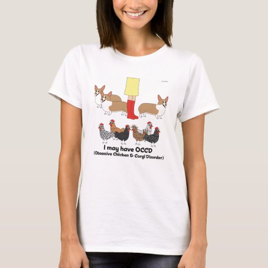 Obsessieve Chicken & Corgi Disorder T-shirt (Voorkant)