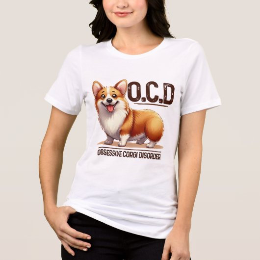 OBSESSIEVE CORGI STOORNIS GEZEGDE SCHATTIGEE HOND Tri-Blend SHIRT (Voorkant)