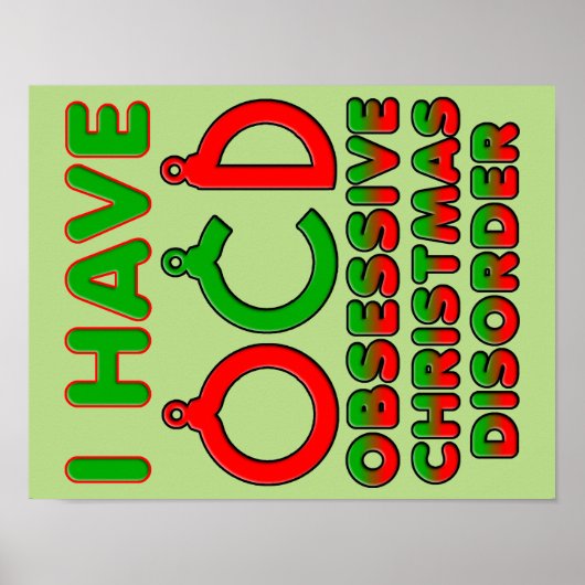Obsessieve Kerstmis Stoornis OCD Grappige Poster B (Voorkant)