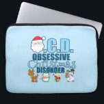 Obsessieve kerstziekte (blauw) laptop sleeve<br><div class="desc">Ik heb obsessieve kerstziekte. Ik ben geobsedeerd door alle leuke dingen voor de kerstvakantie. Santa,  rendieren,  elven en alle leuke kersticonen. Afbeeldingen van prettygrafik.com</div>