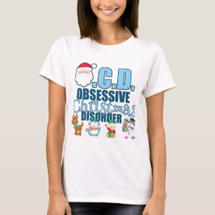 Obsessieve kerstziekte (blauw) t-shirt