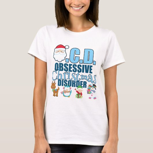 Obsessieve kerstziekte (blauw) t-shirt (Voorkant)