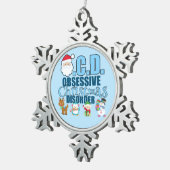 Obsessieve kerstziekte (blauw) tin sneeuwvlok ornament (Rechts)