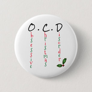 Obsessieve kerstziekte Festive Funny Flair Ronde Button 5,7 Cm