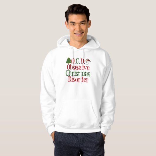 Obsessieve kerstziekte Funny Red Green Hoodie (Voorkant volledig)