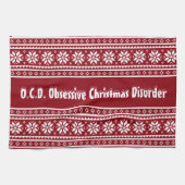 Obsessieve kerstziekte OCD keukenhanddoek (Horizontaal)