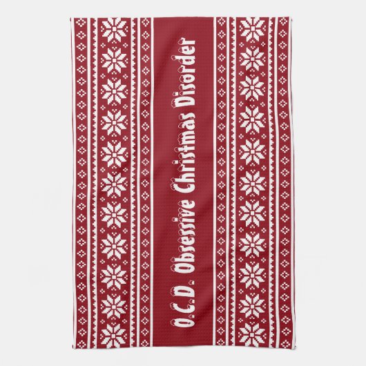 Obsessieve kerstziekte OCD keukenhanddoek (Verticaal)