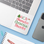 Obsessieve kerstziekte sticker (Laptop met iPhone)