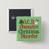 Obsessieve kerstziekte vierkante button 5,1 cm (Voorkant /achterkant)