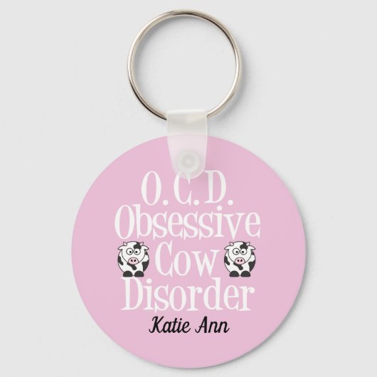 Obsessieve Koe Disorder Cute roze Sleutelhanger (Voorkant)