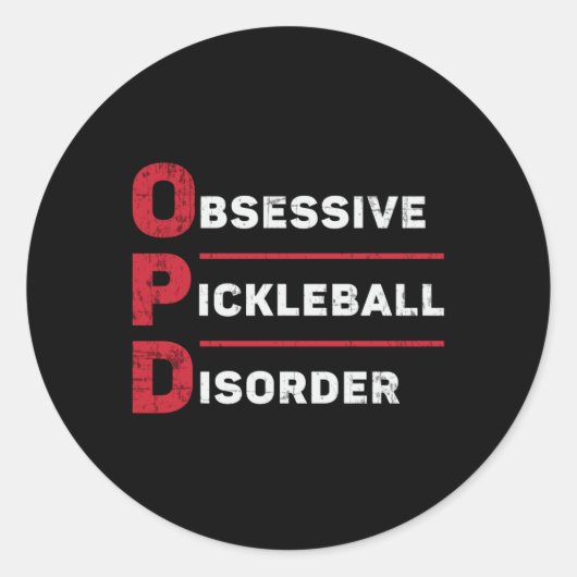 Obsessieve pickleball-aandoening pickleball-speler ronde sticker (Voorkant)