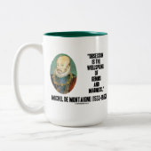 ObSession Wellspring Genius Madness de Montaigne Tweekleurige Koffiemok (Links)