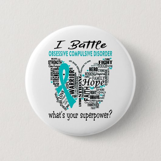 Obsessive Compulsive Disorder Awareness Month Ribb Ronde Button 5,7 Cm (Voorkant)