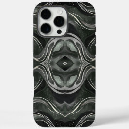 obsidiaan echo | symmetrische donkermarmerstroom iPhone 16 pro max hoesje