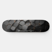 Obsidiaan en goud abstract materiaalontwerp persoonlijk skateboard (Horizontaal)
