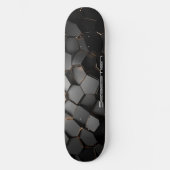 Obsidiaan en goud abstract materiaalontwerp persoonlijk skateboard (Voorkant)