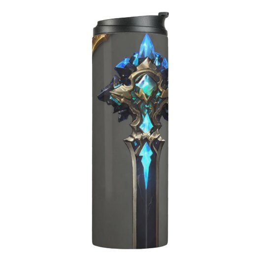 Obsidiaan lichtgevende energie episch zwart zwaard thermosbeker (Gedraaid links)