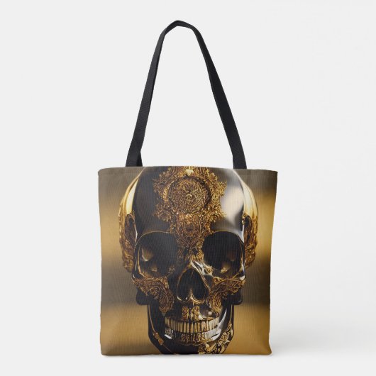 Obsidiaan schedel verguld tote bag (Achterkant)