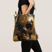 Obsidiaan schedel verguld tote bag (Dichtbij)
