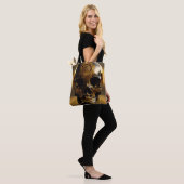 Obsidiaan schedel verguld tote bag (Op model)