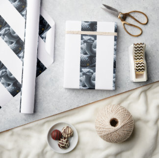 Obsidiaan Zwart en Diamant Adder Cadeaupapier