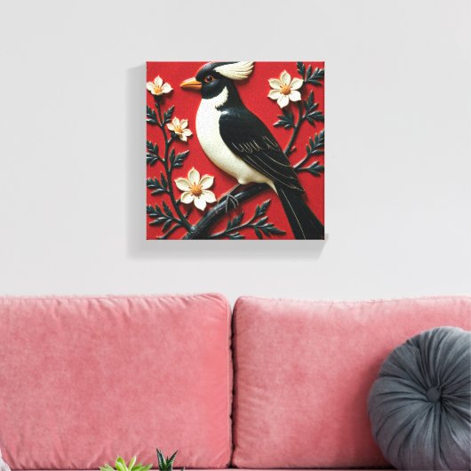 Obsidian and Ivory Perch Canvas Afdruk (Insitu (Woonkamer))