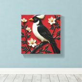 Obsidian and Ivory Perch Canvas Afdruk (Insitu (Houten vloer))