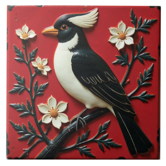 Obsidian and Ivory Perch Tegeltje (Voorkant)