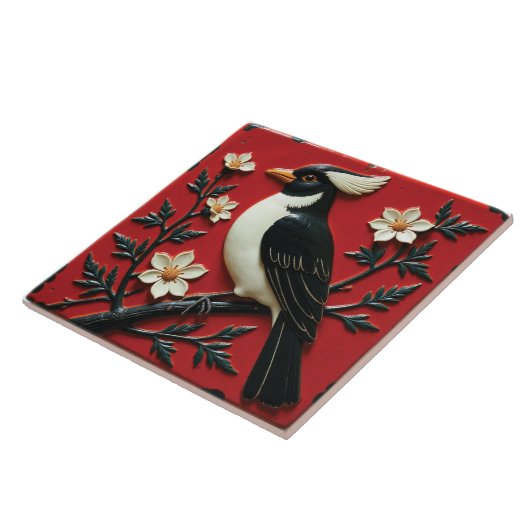 Obsidian and Ivory Perch Tegeltje (Zijkant)