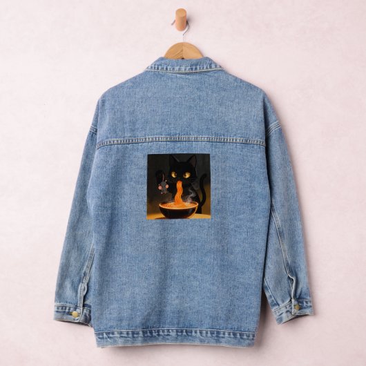 Obsidian Cat & Daring Mouse – Midnight Ramen Feast Denim Jacket (Hangar)