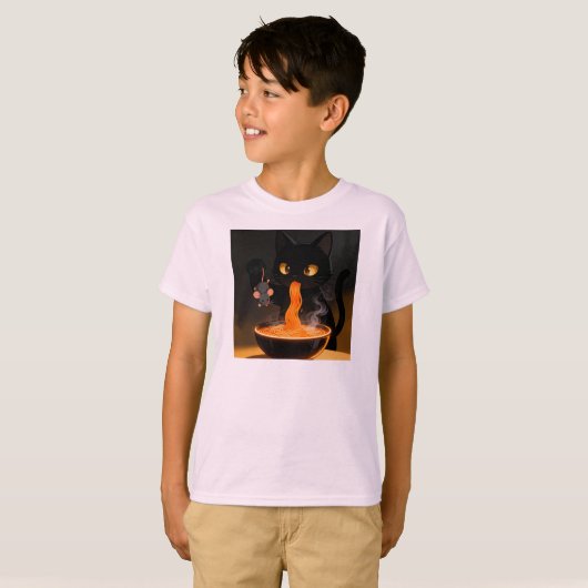 Obsidian Cat & Daring Mouse – Midnight Ramen Feast T-shirt (Voorkant volledig)