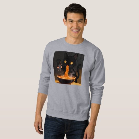 Obsidian Cat & Daring Mouse – Midnight Ramen Feast Trui (Voorkant volledig)