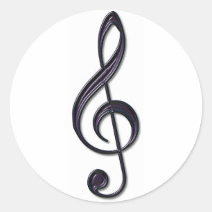 Obsidian Glass Treble Clef Ronde Sticker