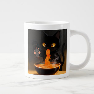 Obsidian Kat & Dappere Muis – Middernacht Ramen Fe Grote Koffiekop