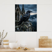 Obsidian Kraai Gotische Toren Poster (Keuken)