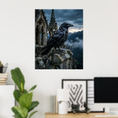 Obsidian Kraai Gotische Toren Poster (Thuiskantoor)