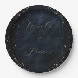 Obsidian Oracle Midnight Elegace Bruiloft Papieren Bordje