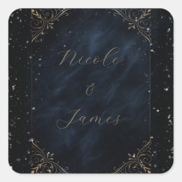 Obsidian Oracle Midnight Elegance Bruiloft Vierkante Sticker