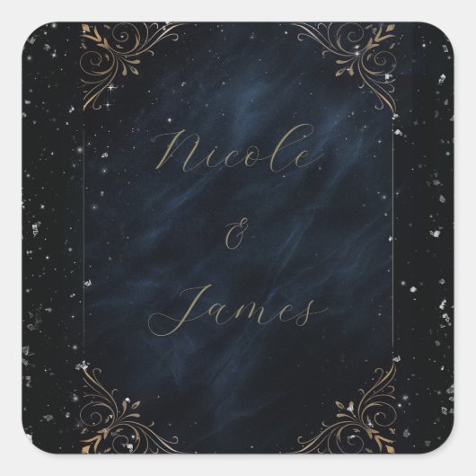 Obsidian Oracle Midnight Elegance Bruiloft Vierkante Sticker (Voorkant)