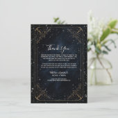 Obsidian Oracle Midnight Elegance Shimmer Wedding Kaart (Staand voorkant)