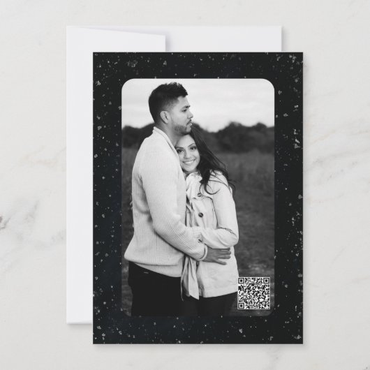 Obsidian Oracle Midnight Elegance Shimmer Wedding Kaart (Achterkant)