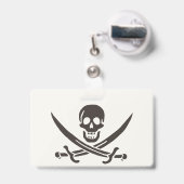 Obsidian schedel zwaarden Piratenvlag van Calico J Badge (Back with Retractable)